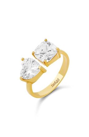 SHYMI Two Stone Cubic Zirconia Ring in Gold at Nordstrom, Size 8