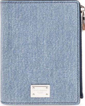 Dolce & Gabbana Leren Portemonnee met Logo Applicatie - Heren - Portefeuilles - Blauw - ONE Size - Leer - Accessoires