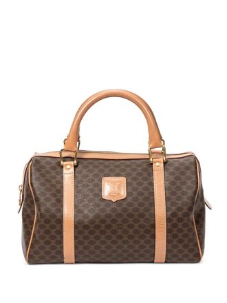 Celine small Boston patterned tote bag - women - Canvas/Calf Leather - One Size - Brown