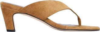 Freda Salvador Womens Kat Heeled Leather Thong Sandal In Chestnut Suede
