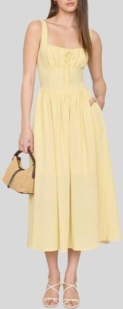 Blu Pepper Bow Fit & Flare Midi Sundress in Yellow at Nordstrom Rack, Size Medium