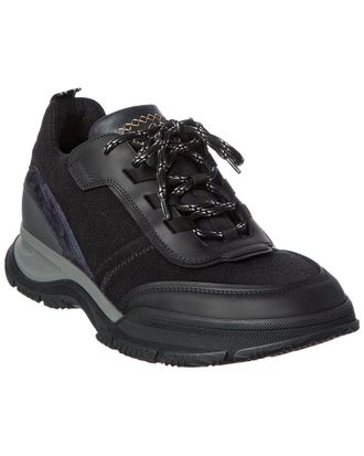 Brioni Crossing Suede-Trim Low-Top Sneaker