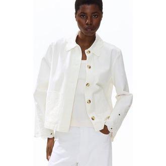 H&M Broderie Anglaise Twill Jacket in Cream at Nordstrom, Size X-Small