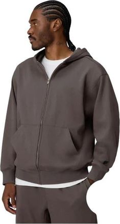 Fabletics Mens The Go-To Full Zip Oversized Hoodie in Taupe Slate at Nordstrom, Size Xx-Large