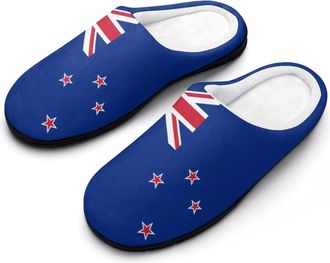 Generic New Zealand Flag Mens Soft Cotton Slippers with Memory Foam Anti-skid House Shoes for Travel Indoor Outdoor
