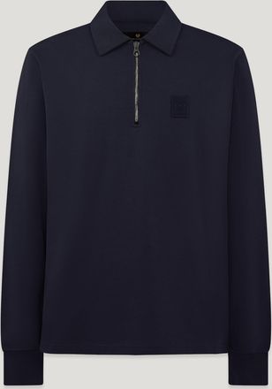 Belstaff Curator Collared Sweatshirt Mens Cotton Fleece Dark Ink Size 2XL