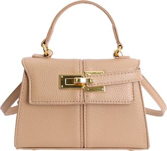 Generic Cymwer PU Leather Women Shoulder Bag Flap Crossbody Bag Buckle Tote Handbag (Khaki)