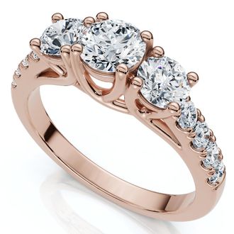 Pompeii3 1 1/4Ct Three Stone Diamond Engagement Ring 14k Gold or Platinum Lab Grown