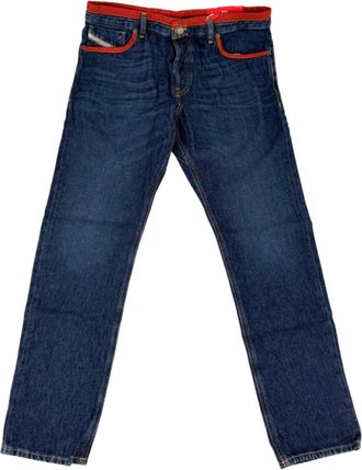 Diesel Blue/Orange Outline Straight Leg Denim Jeans