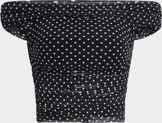 Alice & Olivia Isadola Folded Off-Shoulder Ruched Top