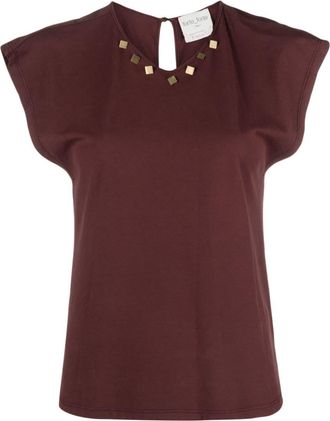 Forte_Forte studded cotton blouse - women - Cotton - III - Brown
