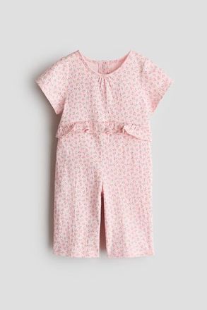 H&M Crinkled Romper Suit in Light Pink/cherries at Nordstrom, Size 18M