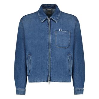 Dior Denim Jackets, male, Blue, Size: XL Denim Jacket with Embroidery