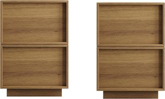 STILVORA Mesita De Noche Con 2 Cajones Sin Tiradores, Estilo Moderno, Para Dormitorio, En Mdf Y Tablero De Part&iacute;culas, 38&times;48&times;50 Cm, Roble