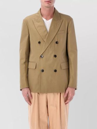 Dries Van Noten double breasted cotton jacket peak lapels