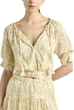 Derek Lam Suri Printed Voile Tuck Front Top