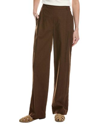 Vince Pleat Front Pull On Linen-Blend Pant