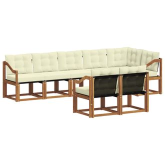 vidaXL Conjunto De Sof&aacute;s De Exterior Con Coj&iacute;n 8 Pcs Natural Y Crema Vidaxl