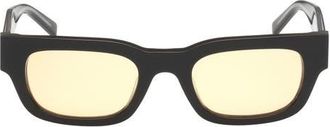 Abercrombie & Fitch 51mm Square Sunglasses in Shiny Black /Amber Lens at Nordstrom
