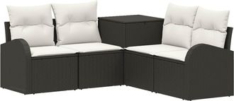 vidaXL Juego De Sof&aacute; 5 Uds. Negro Y Blanco Crema Vidaxl