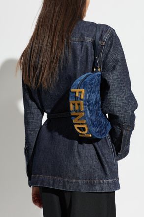 Fendi Shoulder Bag Fendigraphy Mini, Womens, Navy Blue