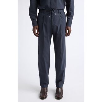 Herno Pleated Melange Drawstring Pants in 9200 Navy at Nordstrom, Size Xx-Large