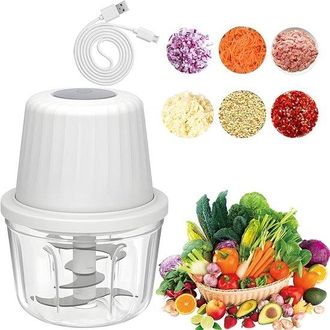 OEM Picadora El&eacute;ctrica, Usb, 400 Ml, 6 Cuchillas, Cortadora De Cebolla El&eacute;ctrica, Picadora, Cortadora Multifuncional, Mini Picadora Port&aacute;til, Blanca