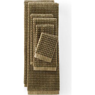 Lands End Quick-Dry Cotton Textured Gingham Hand Towel in Rich Camel/olive Drab at Nordstrom