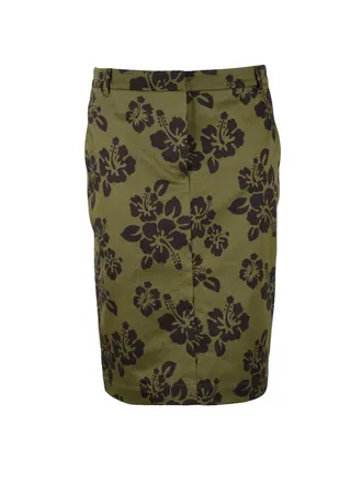 Aspesi Green/Brown Cotton Women Midi Skirt