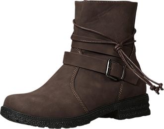 Generic Womens Flat Casual Retro Ankle Boots with Side Zipper Closure and Comfortable Round Toe Design for Everyday Wear (Brown, 5.5)