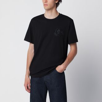 Moncler T-shirt nera in cotone con logo