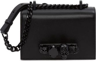 Alexander McQueen Alexander McQueen Mini Jewelled Leather Crossbody Bag in Black at Nordstrom