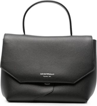 Emporio Armani Handtas met envelopklep en handvat - Dames - Handtassen - Zwart - ONE Size - Leer - Tassen