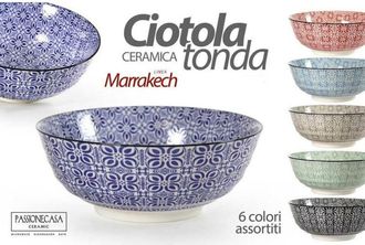 Trade Shop Cuenco Redondo Multiusos Marrakech 23x23x8,5 Cm Cer&aacute;mica Decorada 6 Colores 771583