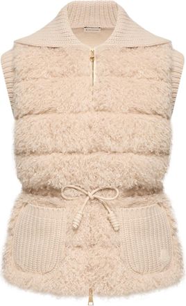 Moncler Moncler Wool & Cashmere Blend Down Vest, Women, Beige, Size: Xxs
