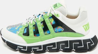 Versace Multicolor Canvas And Leather Trigreca Sneakers