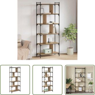 vidaXL Scaffale in legno - Libreria rovere artigianale 76 x 32 x 192 cm Legno multistrato
