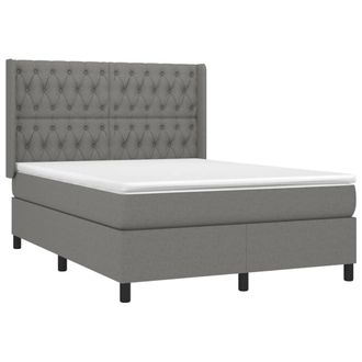 vidaXL Vidaxl - Cama Box Spring Colch&oacute;n Y Luces Led Tela Gris Oscuro 140x200 Cm