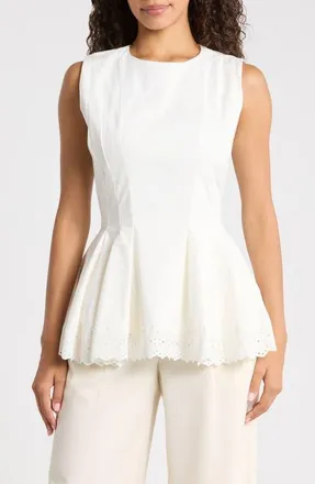 House of CB Marnie Stretch Cotton Top in White at Nordstrom, Size X-Small