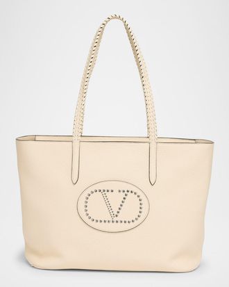 Valentino Garavani Avec Toi Rivet VLOGO Leather Tote Bag