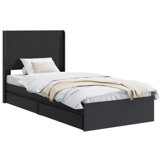 vidaXL Estructura De Cama Con Almacenamiento Y Cabecero Negro Vidaxl
