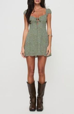 Princess Polly Alora Floral Minidress in Green at Nordstrom Rack, Size 2