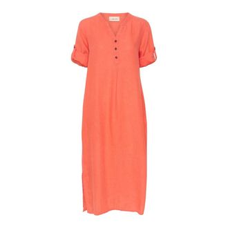 Cream Coral Caftan Dress with 3/4 Sleeves - female - Cream - Midi Dresses - Orange - XS/S - Dresses