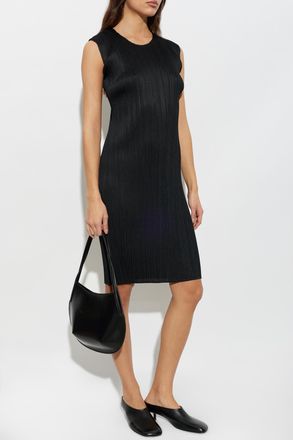 Pleats Please Issey Miyake Pleated Sleeveless Dress, Womens, Black