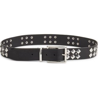 Frame Denim The Studded Leather Belt in Black at Nordstrom, Size X-Small