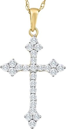 Pompeii3 1/3Ct Diamond Cross Pendant 10k Yellow Gold Lab Grown Womens Necklace 1 Tall