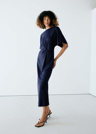 Mango Vestito maglia dettaglio nodo navy - Donna - XXS - MANGO