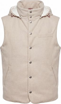 Brunello Cucinelli Hooded Wool Flannel Down Vest
