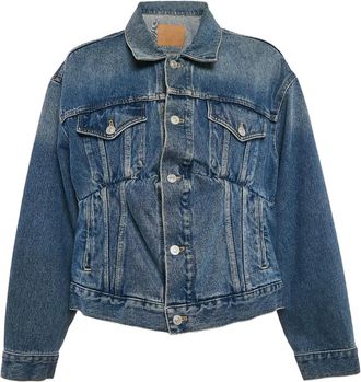 Balenciaga Denim jack met gedrapeerde naden - Blauw