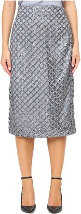 Federica Tosi Midi Rok met Pailletten en Netstof - Dames - Midirokken - Grijs - M - Pailletten - Rokken